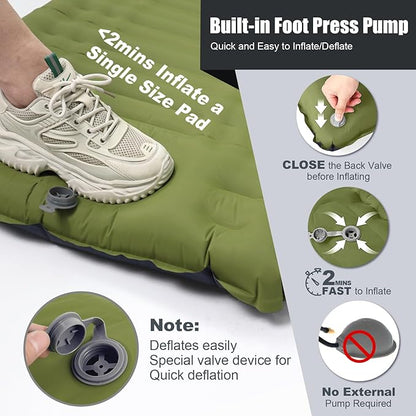 Camping Sleeping Pad, Extra Thickness 4.7 Inch Inflatable Sleeping Mat Lightweight Waterproof Camping with Built-in Pump Air Mattress for Backpacking, Hiking, Tent, Traveling