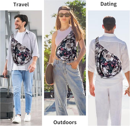 HUA ANGEL Crossbody Sling Bag for Men & Women Lightweight Waterproof Chest Shoulder Bag for Travel Hiking & Everyday Use