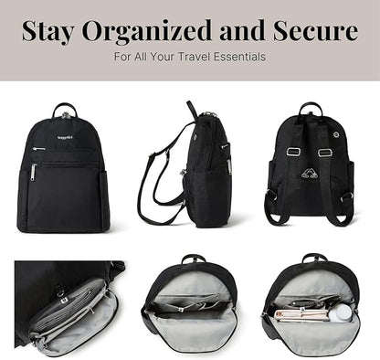 Securtex® Anti-theft Vacation Travel Backpack 10x13" Slash-Resistant Nylon Daypack w/RFID, Black