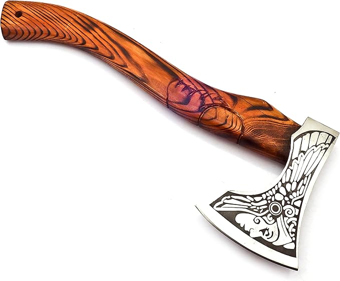 1095 Custom Handmade | Steel Corban Survival Axe | Custom Handmade | High-Carbon Steel | Blade | Camping | Outdoor Adventures | Survival Gear | Leather Sheath | Damascus Steel