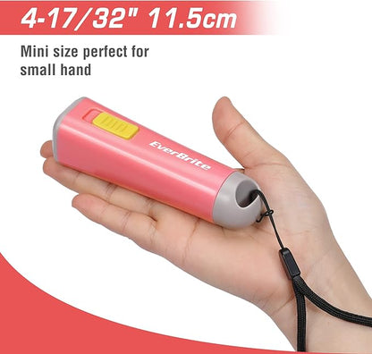 EverBrite Kids Flashlight, Mini LED Flashlight, Plastic Torch Use for Emergencies, Camping, Outdoor with Lanyard 3AAA Battery Included, Coral