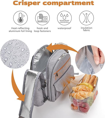 Couple Gifts 22L Picnic Basket Set, Grey Insulated Picnic Backpack for 2, Leak Proof Cooler Camping Gifts, Cool Bridal Shower Gifts Anniversary Engagement Wedding Gifts for Couples, Mr and Mrs Gifts