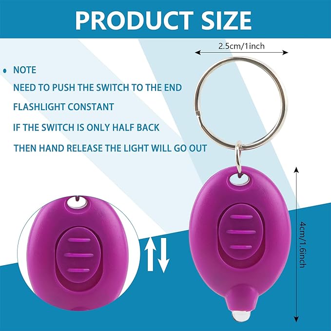 24 Pack Mini Led Flashlight Keychain Portable Ultra Bright Small Flashlight Key Ring for Outdoor Night Activities and Emergency Lighting (Color Set 1)