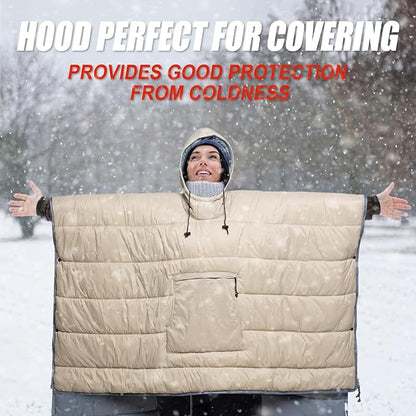 Sleeping Bag Wearable Hooded Blanket - Envelope Lightweight Thermal Cloak Cape Windproof with Premium Stuff Compression Sack for Backpacking Hiking Hunting Fishing Outdoor Sport