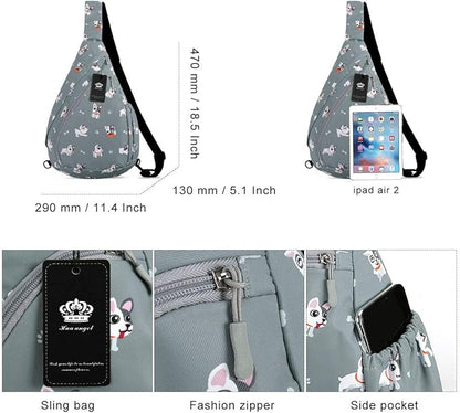 HUA ANGEL Crossbody Sling Bag for Men & Women Lightweight Waterproof Chest Shoulder Bag for Travel Hiking & Everyday Use