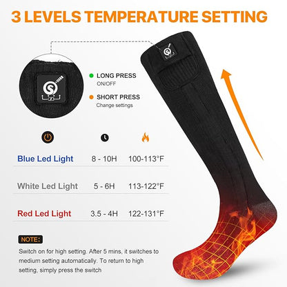 SNOW DEER Heated Socks,Men Women Electric Battery Socks Foot Warmer