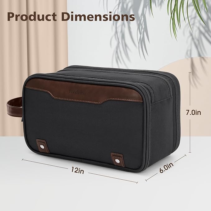 Wedama Toiletry Bag for Men, Large Hanging Travel Toiletry Bag, Extra Electronic Organizer Bag Waterproof Shaving Bag for Toiletries with PU Handle for Travel Business Trips Swim Camping, Grey