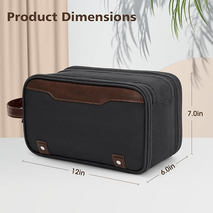 Wedama Toiletry Bag for Men, Large Hanging Travel Toiletry Bag, Extra Electronic Organizer Bag Waterproof Shaving Bag for Toiletries with PU Handle for Travel Business Trips Swim Camping, Grey