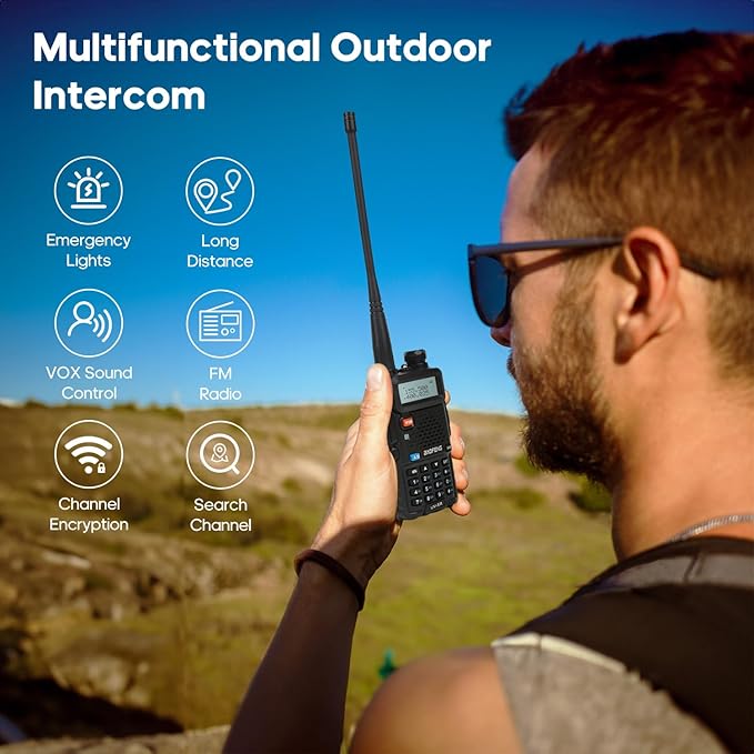 BAOFENG Radio UV-5R 2Pack with 3800mAh Extended Battery and USB Charger Cable, Rechargeable Handheld Ham Radios Long Range (VHF & UHF) with High Gain Antenna and Programming Cable (2Pack)