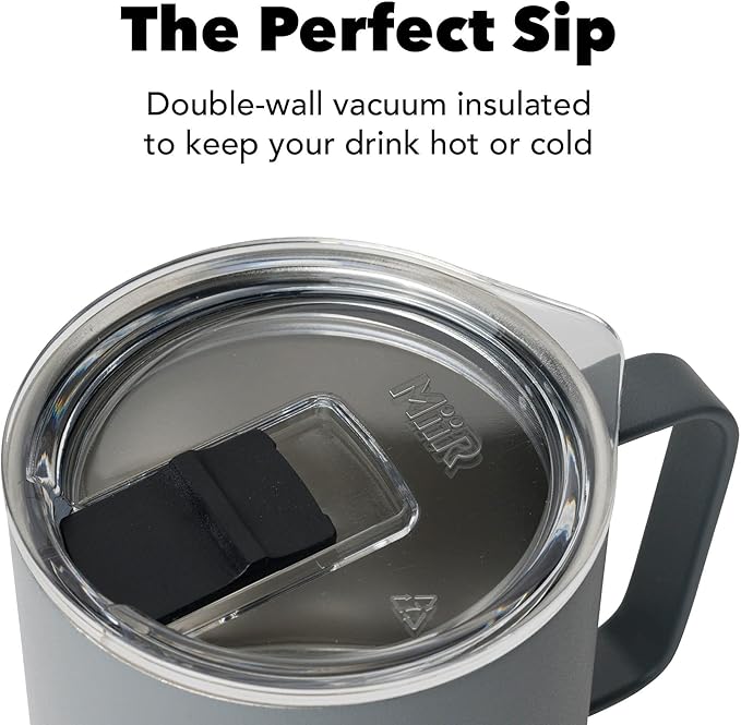 MiiR, Camp Cup, Vacuum Insulated, Splash Proof Press-Fit Slide Lid, Stainless Steel Construction, Tidal Blue, 12 Oz