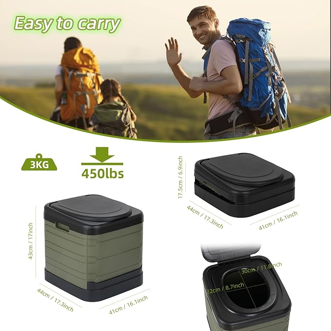 Updated XXXL Portable Toilet for Camping, Extra Large Camping Toilets Portable Potty for Adults Porta Potty Camp Toilet Portable Bathroom for Boat/Hiking/Long Trips/Caravans