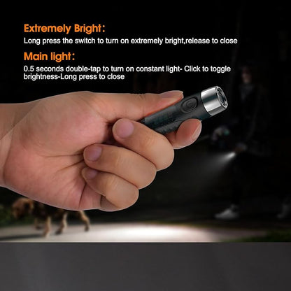 S12Plus Keychain Flashlight，610 High Lumen EDC Pocket Flashlight,USB C Rechargeable Mini LED Flashlight,Small Flashlight for Everyday use, Backpacking, Camping(Transparent Black)