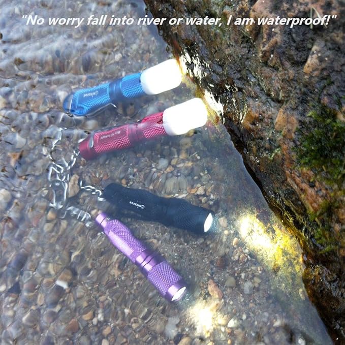 Mini Keychain Flashlight AAA Small Bright 150 Lumens 3 Modes,Waterproof Multipurpose Caplight Camplight Tablelight Necklace Light for EDC,Reading,Walk, Emergency,Parents Kids Gift(Purple for Love)
