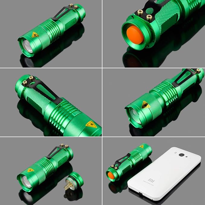 MODOAO Mini LED Flashlight Ultra-Bright Light 300 Lumens Handheld Flashlights Small for Kids Child Camping Cycling Hiking Emergency Torch Light 5pack Lightgreen