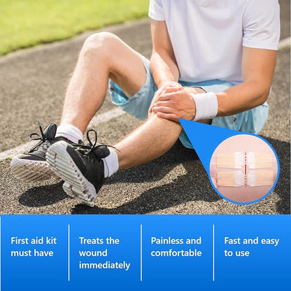 Emergency Laceration Closures Kits - 4 Pcs Repair Wounds Without Stitches Skin Wound Closure Device for First Aid Kit Supplies Zip Sutures for Quick Wound Closures Adhesive Bandages Kit