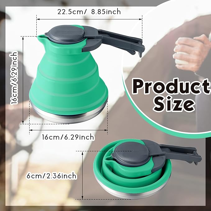 Geiserailie Camping Coffee Pot Portable Camping Pot Camping Kettle Outdoor Camping Coffee Pot Hiking Camping Kettle for Hiking Travel and Outdoors (Green)