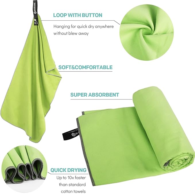 HOEAAS 2 Pack Microfiber Camping Towels, Quick Dry Towel, Super Absorbent Ultra Compact Travel Towel Soft Lightweight Sports Towel for Sweat Fast Drying Towels for Pool,Gym,Hiking,Backpacking,Fitness