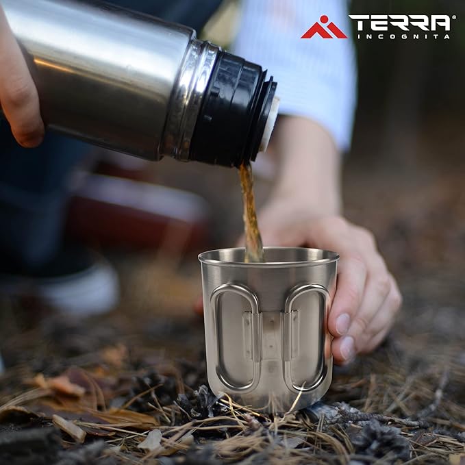Stainless Steel Camping Mug - Lightweight & Durable Backpacking Cup - BPA-Free Camping Cups Metal for Outdoor Adventures (17 oz)