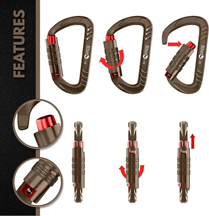 12kN (2697 lbs) Heavy Duty, Locking, Auto Locking, Wiregate Carabiner Clips, for Securing Pets, Outdoor, Camping, Hiking, Hammock, Dog Leash Harness, Keychains