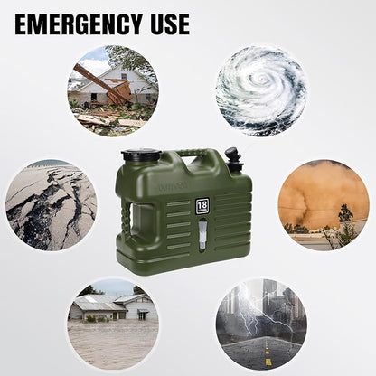 Water Container with Spigot - 4.76 Gallon Water Jug (Truly No Leakage) Water Storage Carrier, Water Tank,BPA Free,Portable Emergency Water Storage for Camping,Vehicle, Car, Hiking, Hurricane Supplies