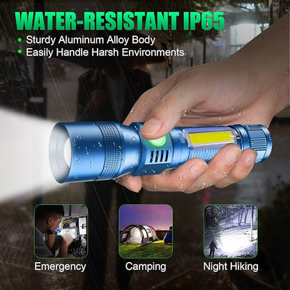 Black Light Flashlight, 3 in-1 Rechargeable Flashlights, UV Light Magnetic LED Flashlight High Lumens, 7 Mode Camping Waterproof Flashlight for Pet Urine Detection (1pack Blue)