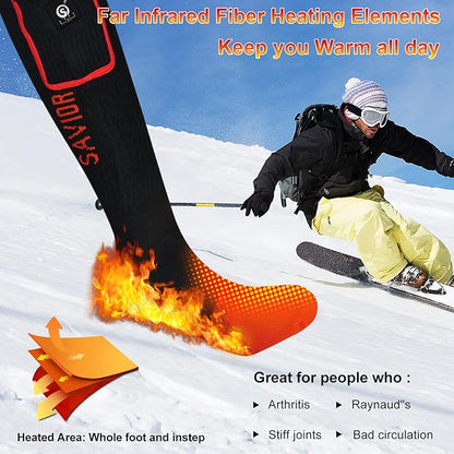 Heated Socks for Women and Men, 7.4v Rechargeable Battery Operated Socks Washable Electric Heated Foot Warmer Coolmax Socks for Hiking Camping Skiing Fishing Hunting Mountaineering