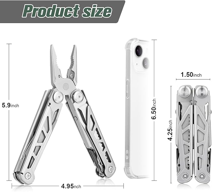 FLYHOMES Multitool Pocket Knife, 16-in-1 Multi tool Pliers with Safety Locking, Scissors, Screwdriver and Saw, Professional for Camping, Survival Tools, and Outdoor Adventures