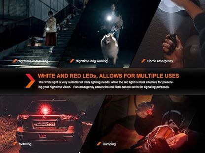 Fenix E03R v2.0 Keychain Flashlight Premium Pack, Nebula, 500 Lumen Bright USB-C Rechargeable EDC with Red LED and Lumentac Organizer