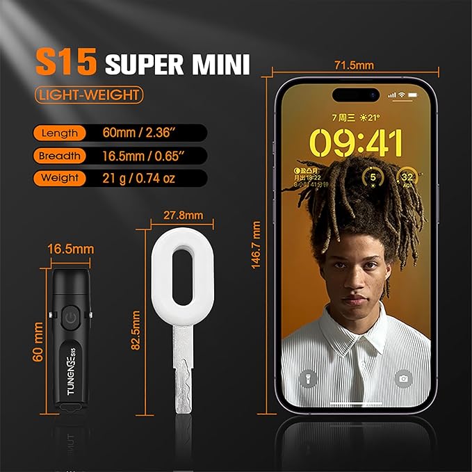 S15 Keychain Flashlight- Super Bright 650 High Lumens,UCB C Rechargeable EDC Pocket Flashlight,Mini Flashlight-Light with Magnetic Suitable for Hiking, Camping (Magnet Black)