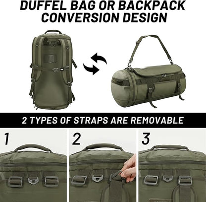 MIER Large Duffel Backpack Sports Gym Bag with Shoe Compartment, Heavy Duty and Water Resistant, Dark Green, 45L
