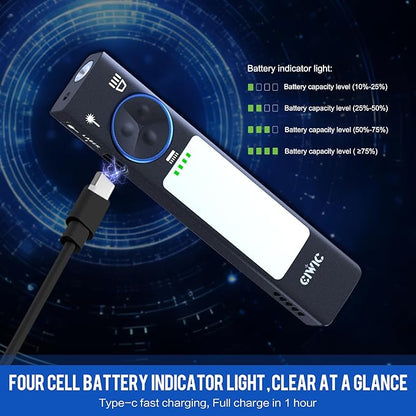 1000LM LED Flashlight Rechargeable EDC IP67 Waterproof Flashlight 12 Modes with Magnetic Buzzer 365nm UV Light Outdoor Camping Light Multi-Function Tactical Flashlight