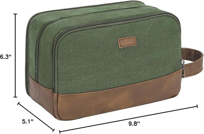 WANDF Travel Toiletry Bag for Men Large Toiletries Shaving Bag Water Resistant Hanging Dopp Kit Travel Accessories Bag for Women Men (Green)
