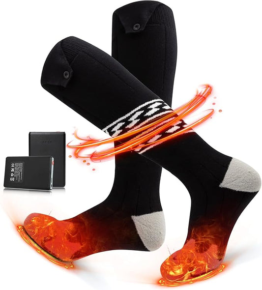 Heated Socks for Men Women, Rechargeable 5000mAh Battery Electric Heated Socks Washable Winter Socks for Foot Warmer Skiing Camping Hiking