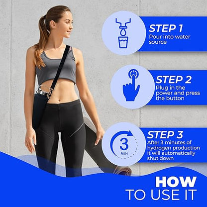 HydroBottle Advanced Hydrogen Water with TDS Meter, Durable Hook, and Protective Sleeve - Enhanced Hydration on The Go