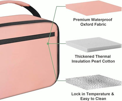 Kids Lunch Box for Boys Girls Lunch Bag Insulated Durable Lunchbox Children Lunch Tote Bag for School Pink
