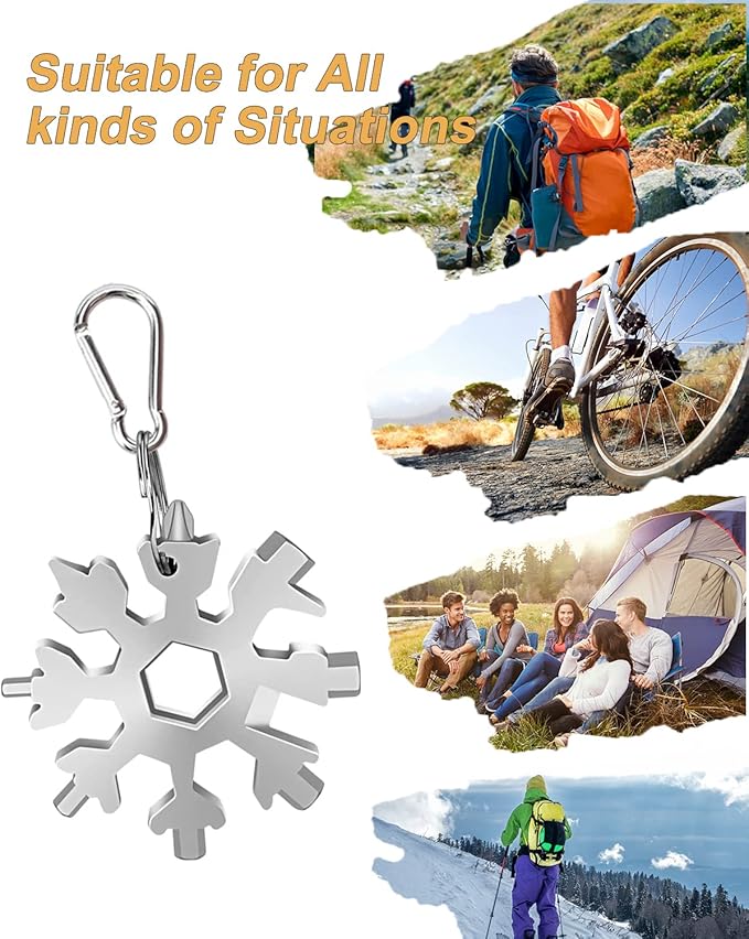 2 Pack 18 in 1 Snowflake Multitool, Christmas Gifts for Adults, White Elephant Gifts, Tool Gifts for Him, Stocking Stuffers