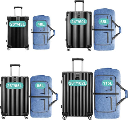 Dimayar 65L Travel Duffle Bag for Men Women - Foldable Duffel Bag with Shoes Compartment - Overnight Bags Waterproof & Tear Resistant(Blue)