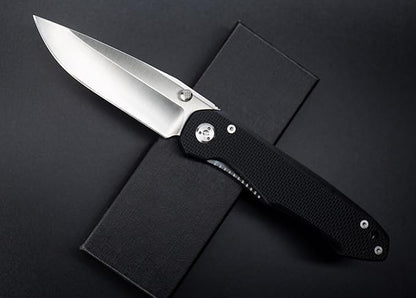 FD03 Folding Pocket Knife, 9Cr13MoV Stainless Steel Blade G10 Handle EDC Pocket Knife for Men and Women, Camping Hunting Hiking Fishing Knives Tools (White)
