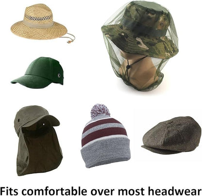 Mosquito Head Net Head Mesh with Extra Fine Holesfor Protecting from Insect Bug Bee Mosquito Gnats, Face Netting for Camping/Hiking/Fishing