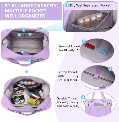 Gym bag for Women, Travel Duffel Bags with Trolley Sleeve, Weekender Overnight Bag, Carry on Tote Bag Dance Bag