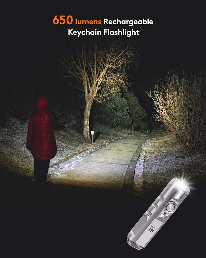 RovyVon Aurora A2 G4 Bright Keychain Flashlight USB C Rechargeable EDC Flashlight 650 lumens Small Magnetic Clip Flashlight, Lockout Feature Momentary On for Daily Carry Use