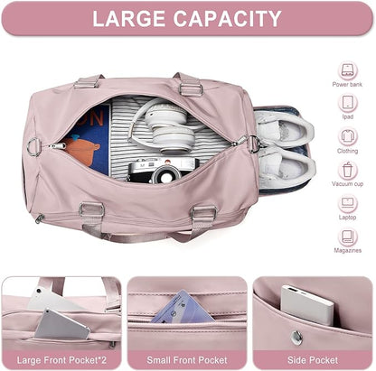 Gym Bag for Women Men, Sport Duffle Bag with Shoe Compartment, Waterproof Travel Shoulder Bag, Carry on Tote Bag for Workout, Yoga, Swimming