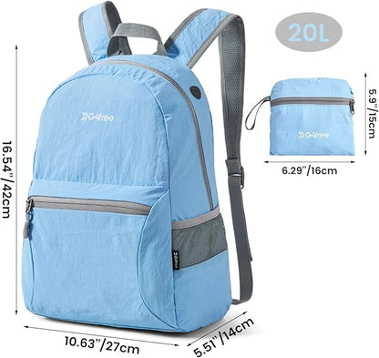 G4Free 20L Lightweight Packable Backpack Travel Hiking Daypack Foldable Backpack for Men Women(Light Blue)