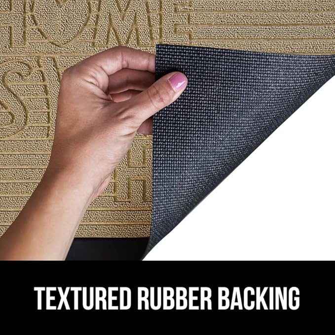 GORILLA GRIP 100% Waterproof All-Season WeatherMax Doormat, 47x35, Durable Natural Rubber, Stain and Fade Resistant, Low Profile, Indoor Outdoor Door Mats, Easy Clean Patio Entry Mat, Home Sweet Home