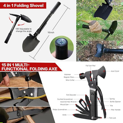 Survival Kits,222 PCS Emergency Survival Gear First Aid Kits with Molle System Compatible Bag Outdoor Camping Gear Emergency Kits for Hunting,Hiking,Fishing, Gifts for Men Women