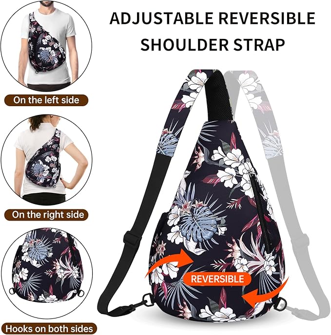 HUA ANGEL Crossbody Sling Bag for Men & Women Lightweight Waterproof Chest Shoulder Bag for Travel Hiking & Everyday Use