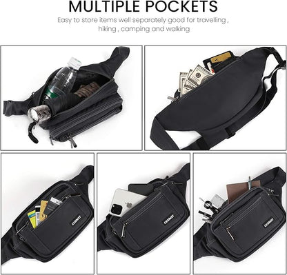 CXWMZY Fanny Packs For Women & Men Waist Pack Hip Bum Bag with Multi-Pockets Large Capacity Waterproof Casual Bum Bag for Disney Traveling Casual Cycling Running Hiking (Camo Black)