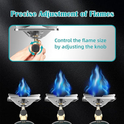 DOMINOX 10,000 BTU Propane Camping Stove, Portable Adjustable Flame Camping Stove with Gas Cylinder Base, Portable Backpacking Stove for Camping, Outdoor, Travel, Hiking (Propane Tank Not Included)
