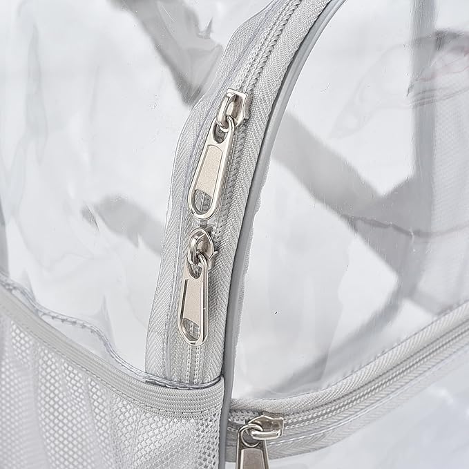 Oraben Clear Backpack for Stadium Events Clear Stadium Backpack 12x6x12 Bag (Enhanced Strap, Sliver)