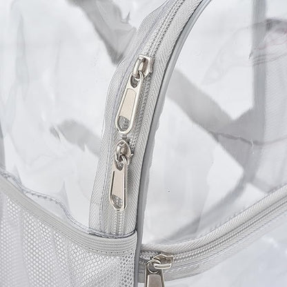 Oraben Clear Backpack for Stadium Events Clear Stadium Backpack 12x6x12 Bag (Enhanced Strap, Sliver)